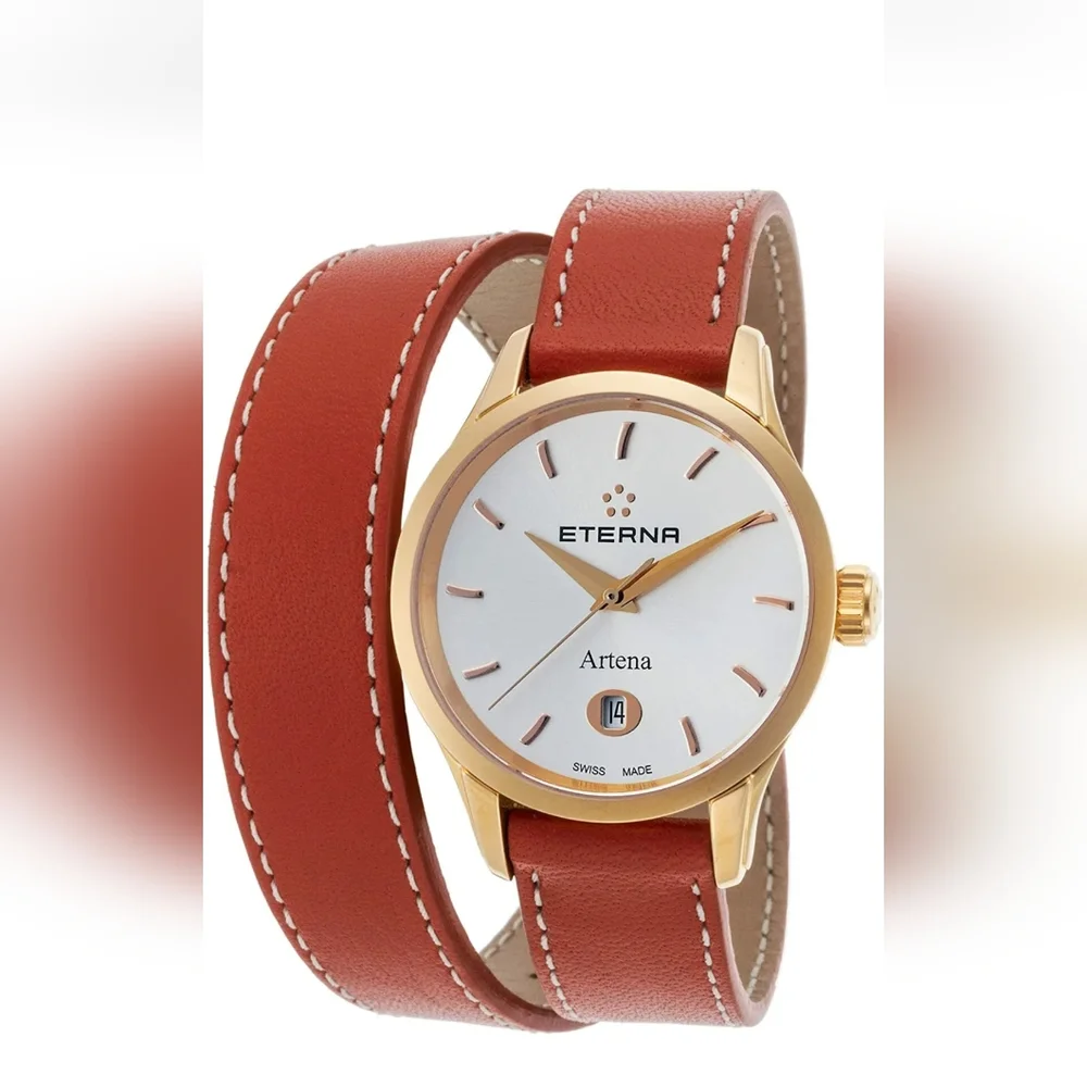 Eterna 2530-56-11-1346-Org Women's Artena Orange Genuine Leather Watch
